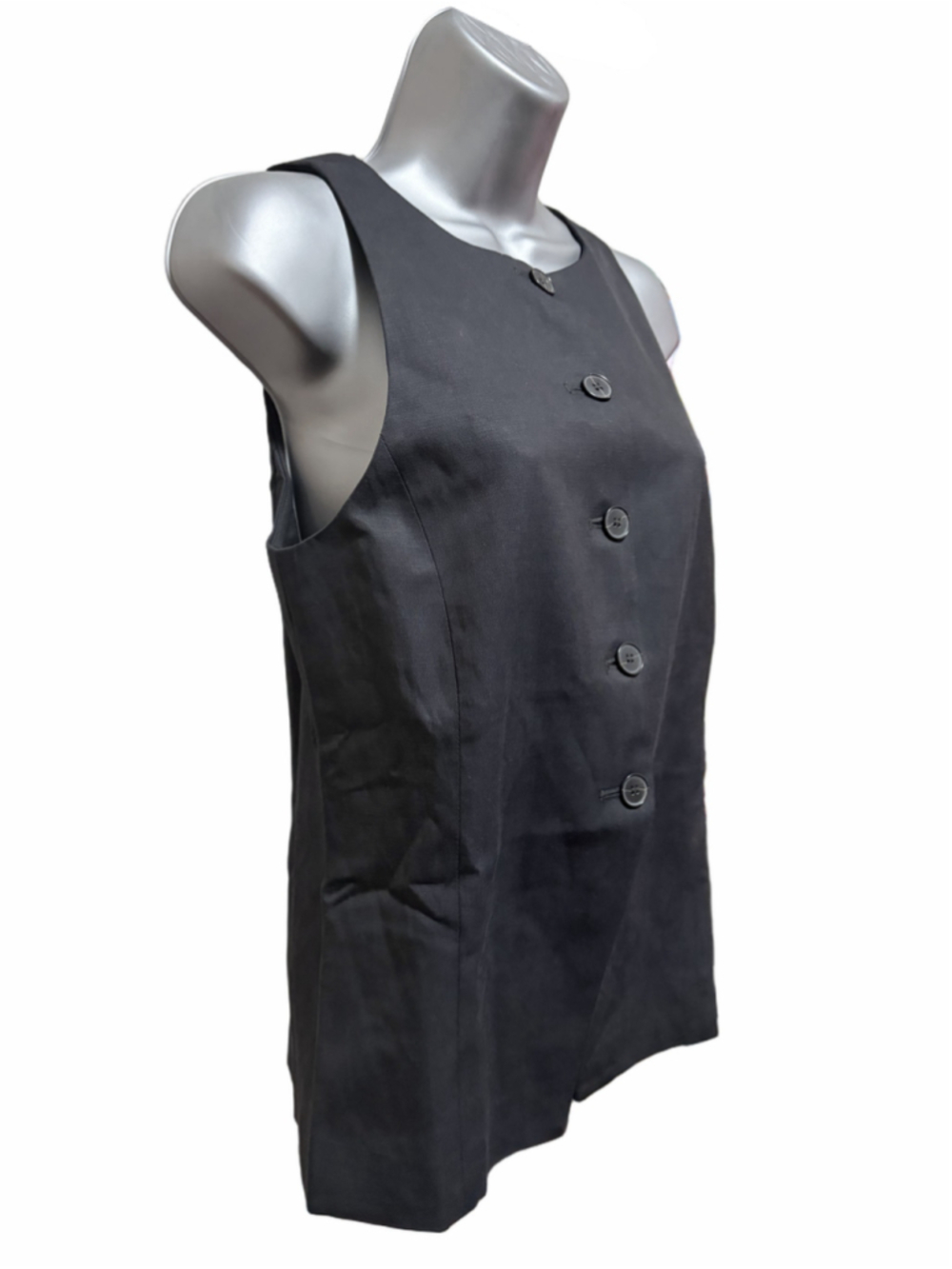 NWT Madewell Crewneck Cutaway Vest in Drapey Twill in black size 0 - Picture 3 of 9